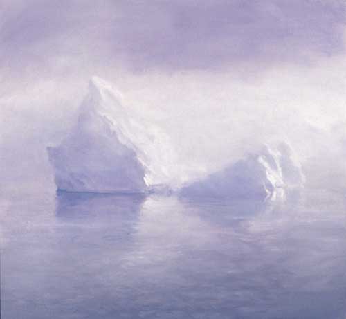 Iceberg in Mist Greenland Coast  Painting by David Rosenthal